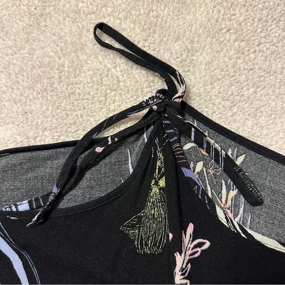 Free People Clear Skies Printed Cold Off The Shoulder Tunic Dress Black Floral - Picture 11 of 15